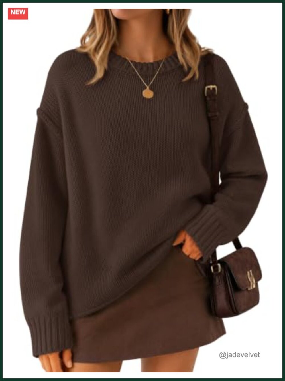 Oversized Chunky Crewneck Sweater | Cotton Blend Fall Winter Pullover